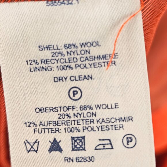 Lands End Wool Cashmere Double Breasted Orange Peacoat Size 12 - Picture 8 of 8